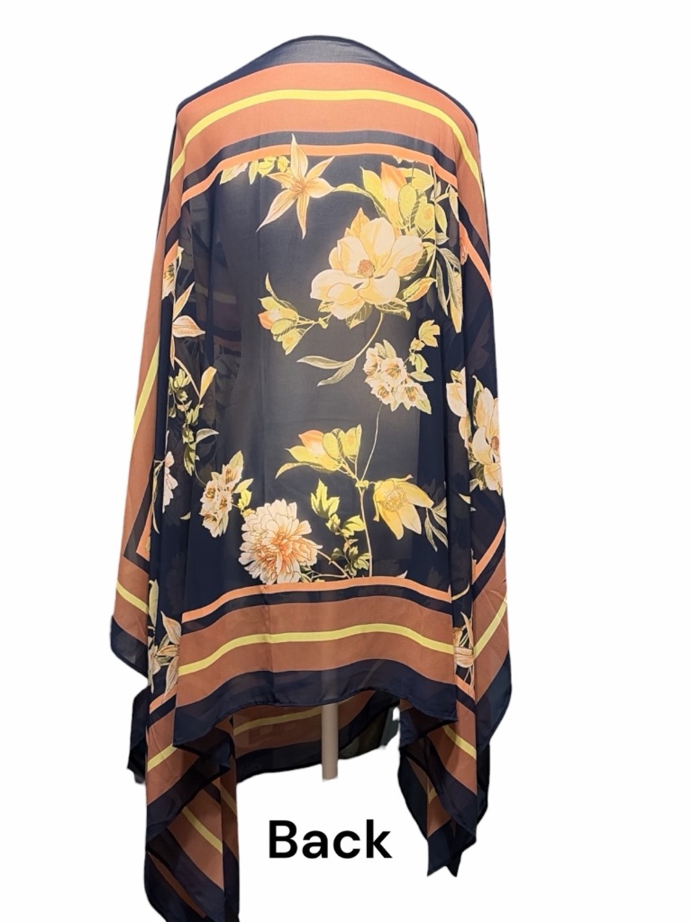 New York & Company Navy Floral Sheer Wrap/ Poncho Style sheer Classy Floral - Picture 3 of 3